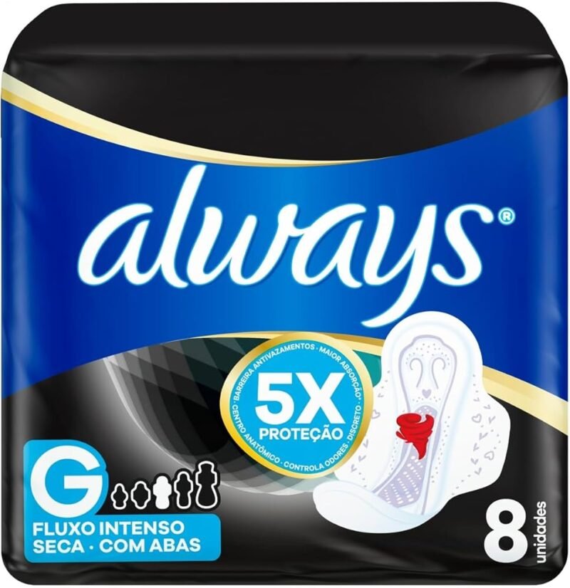 Absorventes Noites Tranquilas Cobertura Seca com Abas 8un - ALWAYS