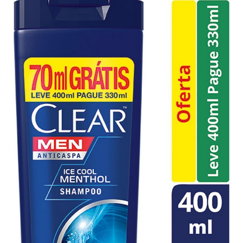 11450801.png Shampoo Clear Men Anticaspa Ice Cool 400ml - Imagem 1