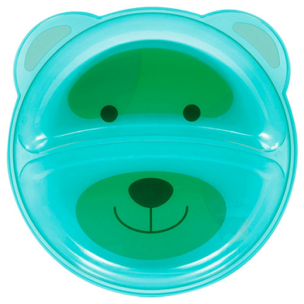 Prato Infantil Buba Ursinho com Divisória Azul