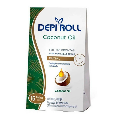 4100401.png Folhas Depilatórias Depi Roll Cera Fria Coco 16 Unidades - Imagem 1