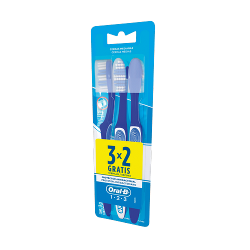 7986201.png Escova Dental Oral-B 123 Média com 3 Unidades - Imagem 1