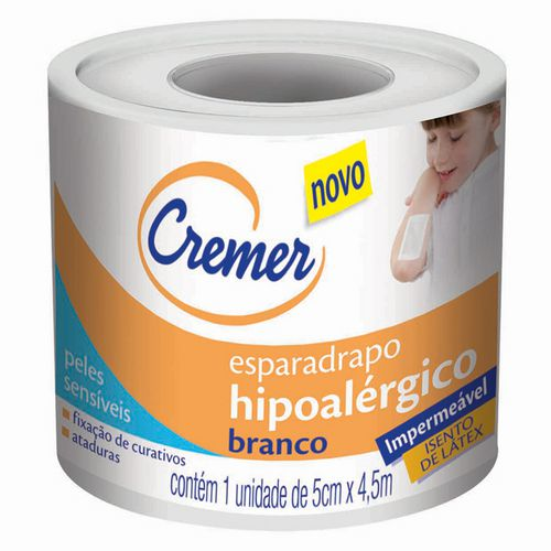 8370801.png Esparadrapo Cremer Impermeável Branco 5m x 4,5cm - Imagem 1