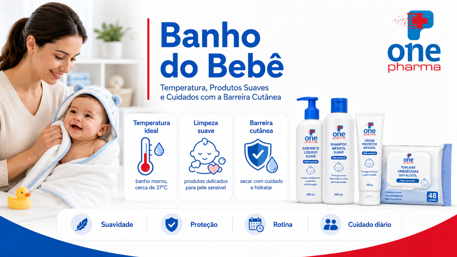 Banho do Bebê: Temperatura, Produtos Suaves e Cuidados com a Barreira Cutânea - OnePharma Brasil