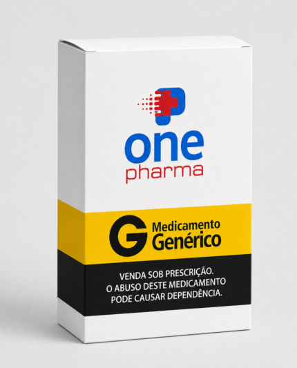 Caixa genérica OnePharma de medicamento genérico com tarja preta e aviso de venda sob prescrição.